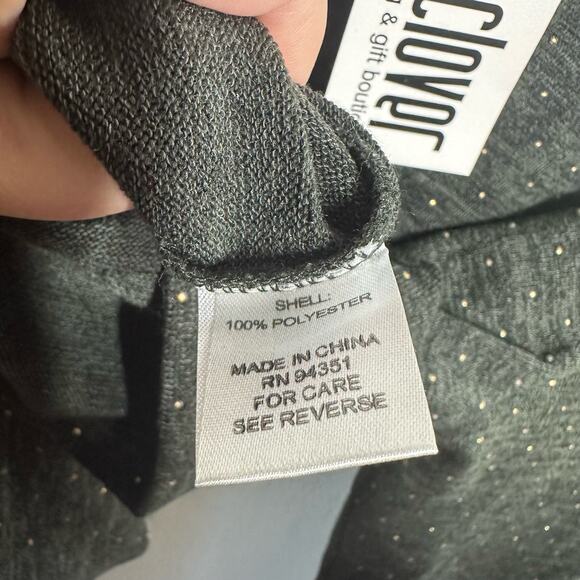 NEW Joy Joy Women's Gray Knit Studded Long Sleeve Sweater Top Size Small - Picture 9 of 10